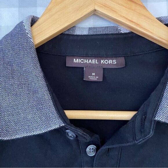 MICHAEL Kors men black shirt in medium or small 100% cotton polo sweater - Picture 3 of 9